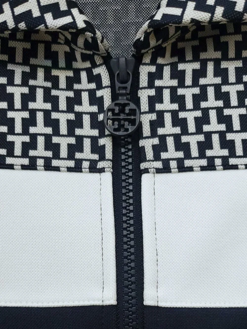 Tory Burch Sport Performance Jacquard Color-Block 1/4 Zip Logo Dress Size Small